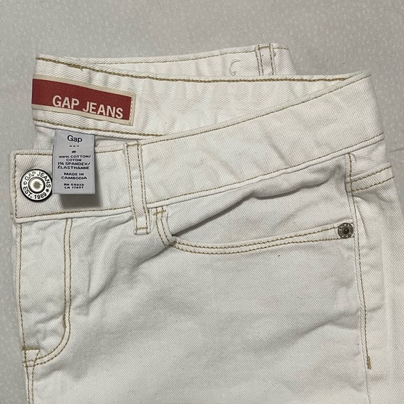 Gap Jeans Bermuda Shorts Mid Rise White Denim Women Size 6 - Picture 3 of 5